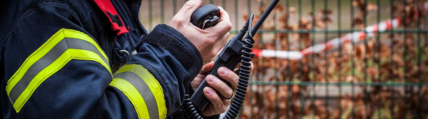 Firefighter with radio